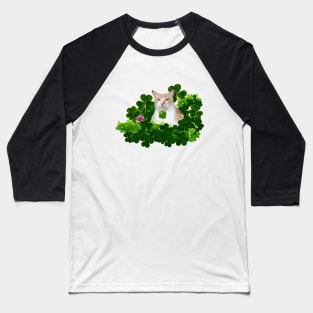 You Are My Lucky Charm (Kitty Holding 4 Leaf Clover) Baseball T-Shirt